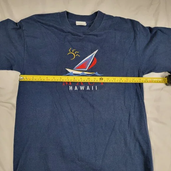 Vintage Somers Maui Hawaii Adults Medium Blue Shirt Made In USA Short Sleeve